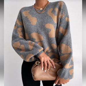 Gray and Tan Camouflage Sweater